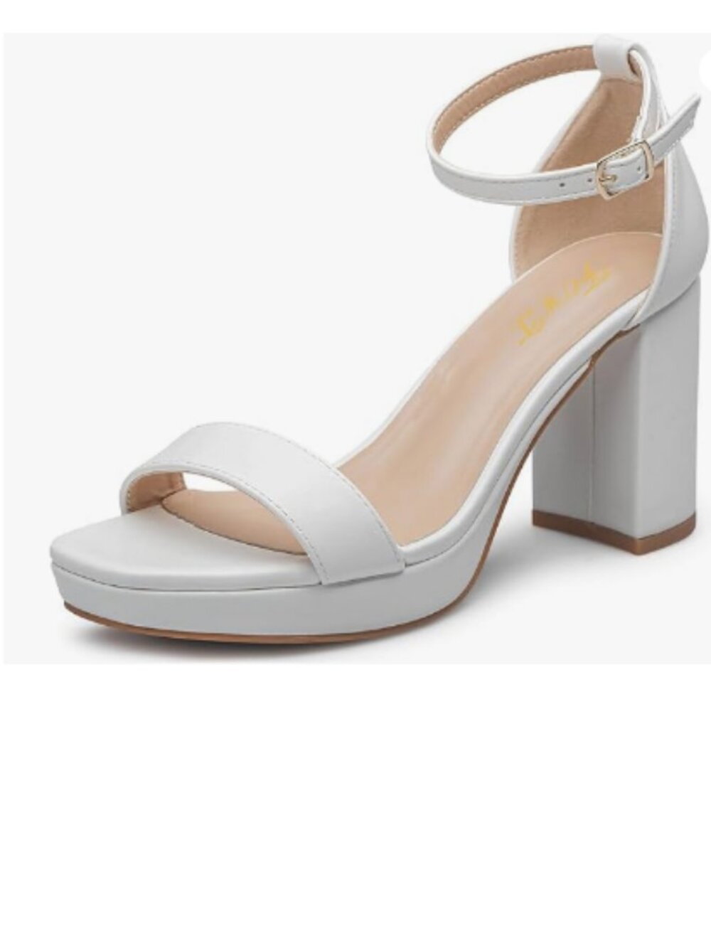 FOWT White Platform Open Toe Sandals Ankle Strap Chunky High Heels Wedding Shoes